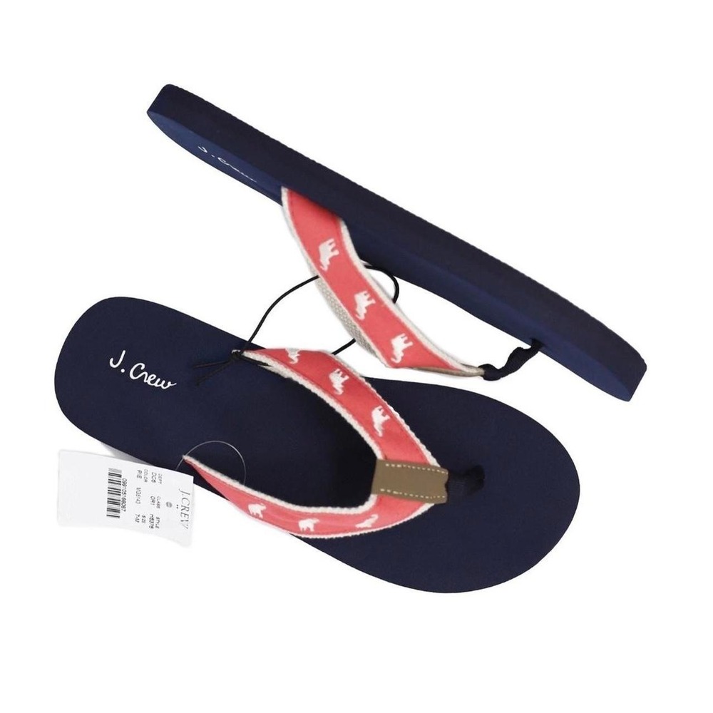 Women's j Crew Salmon Pink Elephant Flip Flops Sz 9 NWT